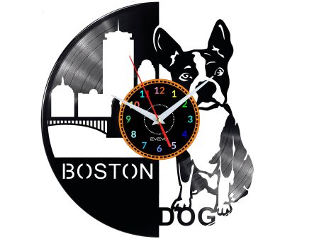 Boston Dog Vinyl Zegar Ścienny Płyta Winylowa Nowoczesny Dekoracyjny Na Prezent Urodziny