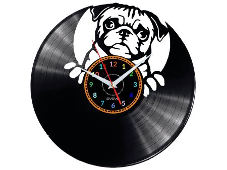 Mops Vinyl Zegar Ścienny Płyta Winylowa Nowoczesny Dekoracyjny Na Prezent Urodziny