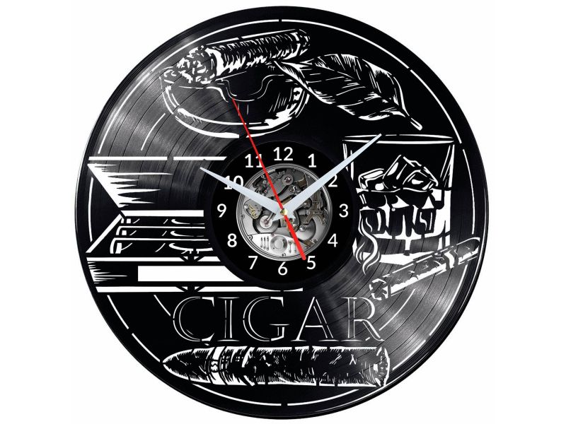 Cigar Vinyl Zegar Ścienny Płyta Winylowa Nowoczesny Dekoracyjny Na Prezent Urodziny