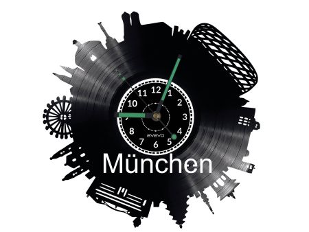 Munchen Vinyl Zegar Ścienny Płyta Winylowa Nowoczesny Dekoracyjny Na Prezent Urodziny