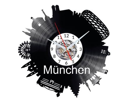 Munchen Vinyl Zegar Ścienny Płyta Winylowa Nowoczesny Dekoracyjny Na Prezent Urodziny