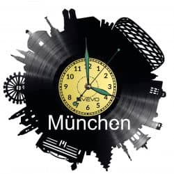 Munchen Vinyl Zegar Ścienny Płyta Winylowa Nowoczesny Dekoracyjny Na Prezent Urodziny