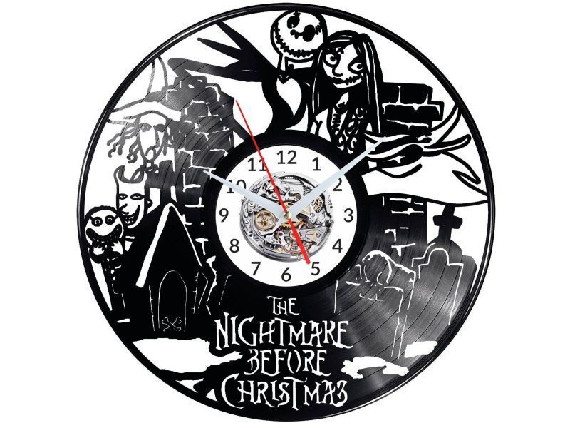 Nightmare Before Christmas Vinyl Zegar Ścienny Płyta Winylowa Nowoczesny Dekoracyjny Na Prezent Urodziny