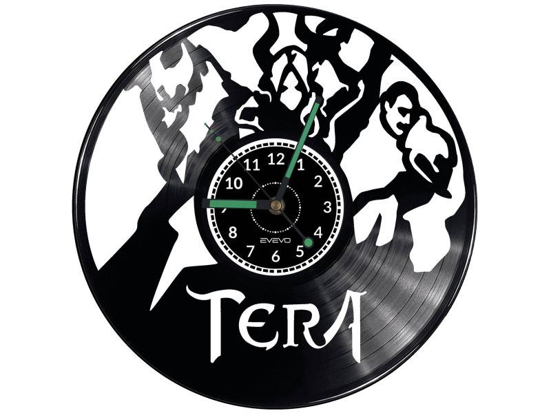 TERA The Exiled Realm of Arborea Video Game Vinyl Zegar Ścienny Płyta Winylowa Nowoczesny Dekoracyjny Na Prezent Urodziny