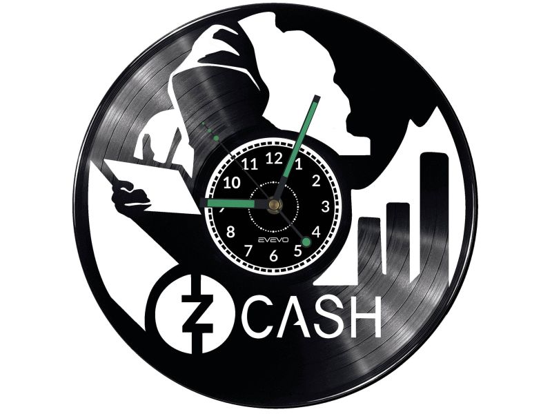 Zcash Coin Money Vinyl Zegar Ścienny Płyta Winylowa Nowoczesny Dekoracyjny Na Prezent Urodziny