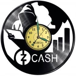 Zcash Coin Money Vinyl Zegar Ścienny Płyta Winylowa Nowoczesny Dekoracyjny Na Prezent Urodziny