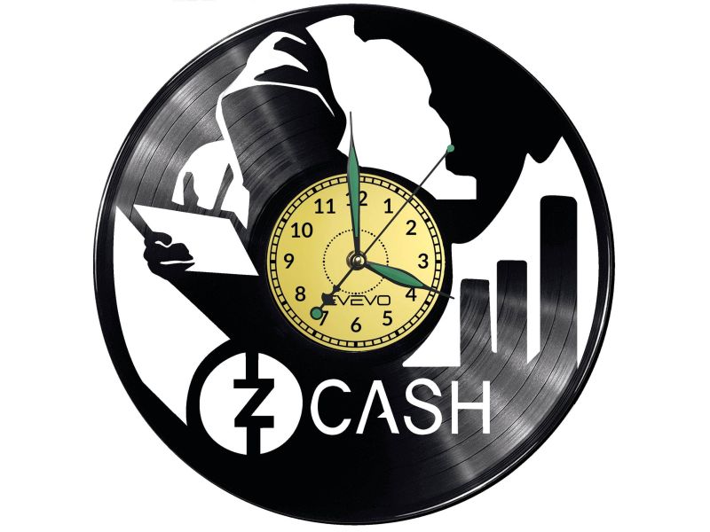 Zcash Coin Money Vinyl Zegar Ścienny Płyta Winylowa Nowoczesny Dekoracyjny Na Prezent Urodziny