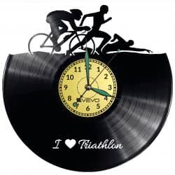 Triatlon Vinyl Zegar Ścienny Płyta Winylowa Nowoczesny Dekoracyjny Na Prezent Urodziny