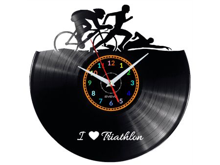 Triatlon Vinyl Zegar Ścienny Płyta Winylowa Nowoczesny Dekoracyjny Na Prezent Urodziny