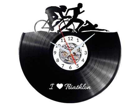 Triatlon Vinyl Zegar Ścienny Płyta Winylowa Nowoczesny Dekoracyjny Na Prezent Urodziny