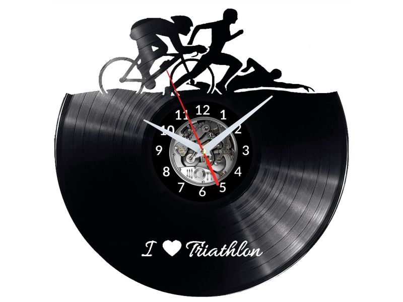 Triatlon Vinyl Zegar Ścienny Płyta Winylowa Nowoczesny Dekoracyjny Na Prezent Urodziny