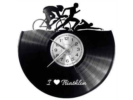 Triatlon Vinyl Zegar Ścienny Płyta Winylowa Nowoczesny Dekoracyjny Na Prezent Urodziny