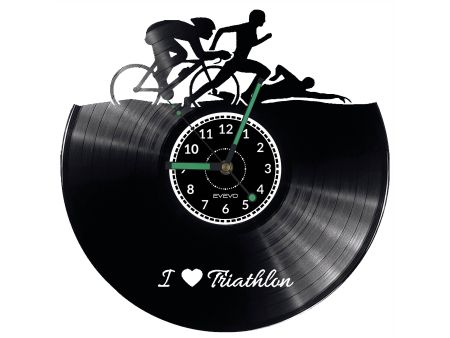 Triatlon Vinyl Zegar Ścienny Płyta Winylowa Nowoczesny Dekoracyjny Na Prezent Urodziny