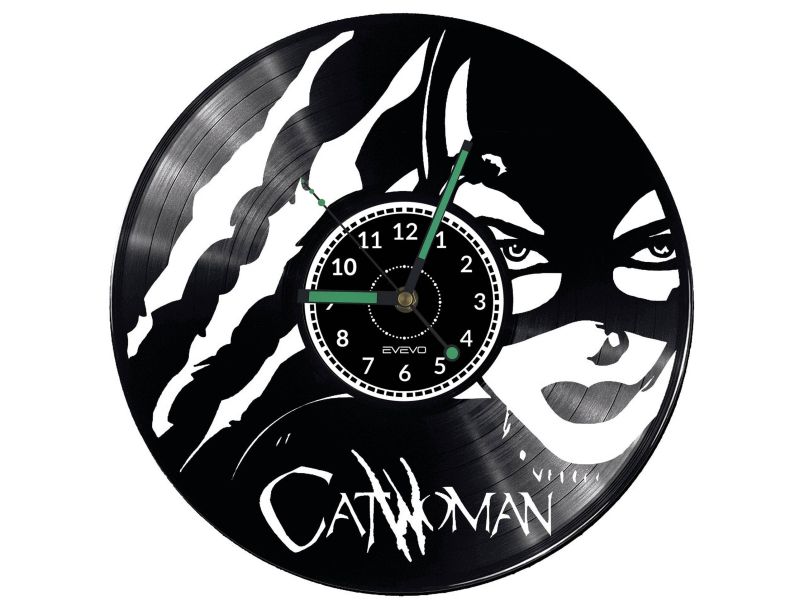 Catwoman Vinyl Zegar Ścienny Płyta Winylowa Nowoczesny Dekoracyjny Na Prezent Urodziny