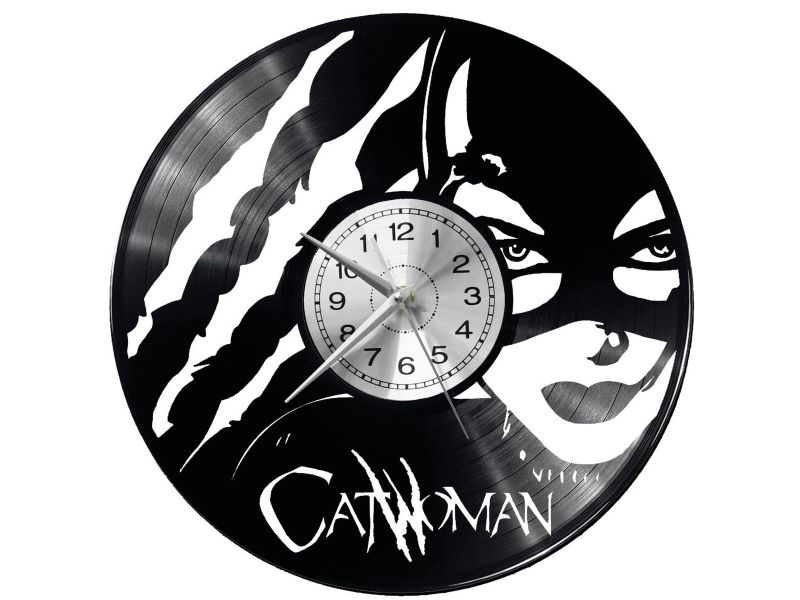 Catwoman Vinyl Zegar Ścienny Płyta Winylowa Nowoczesny Dekoracyjny Na Prezent Urodziny