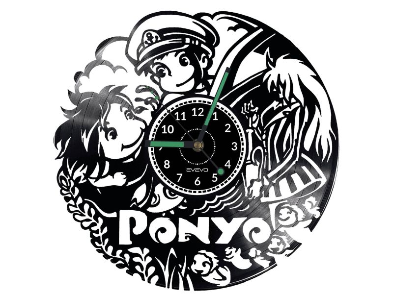 Ponyo Anime Vinyl Zegar Ścienny Płyta Winylowa Nowoczesny Dekoracyjny Na Prezent Urodziny