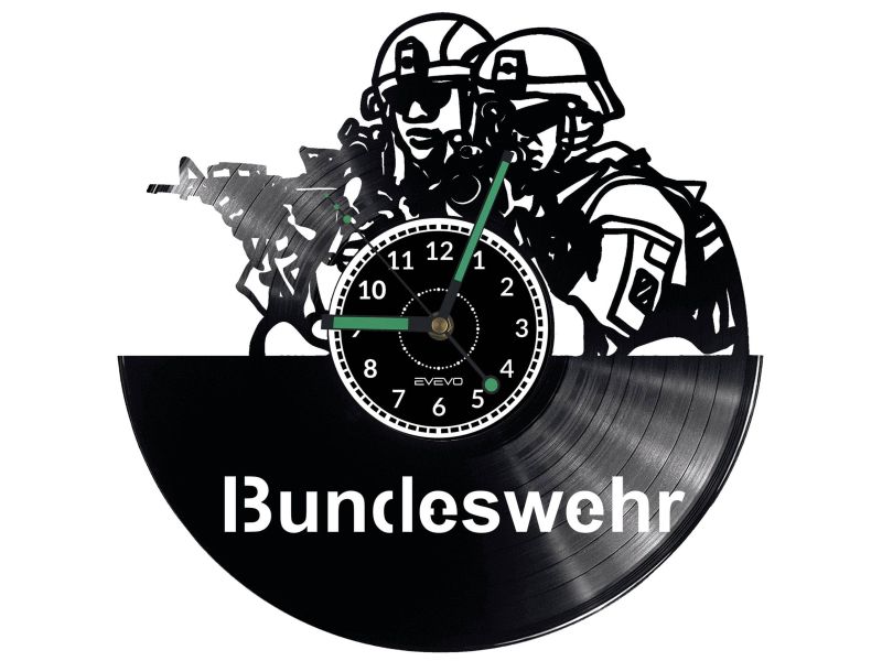 Bundeswehr Vinyl Zegar Ścienny Płyta Winylowa Nowoczesny Dekoracyjny Na Prezent Urodziny