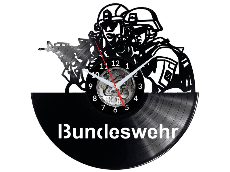 Bundeswehr Vinyl Zegar Ścienny Płyta Winylowa Nowoczesny Dekoracyjny Na Prezent Urodziny