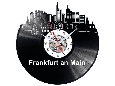 Frankfurt an Main Vinyl Zegar Ścienny Płyta Winylowa Nowoczesny Dekoracyjny Na Prezent Urodziny