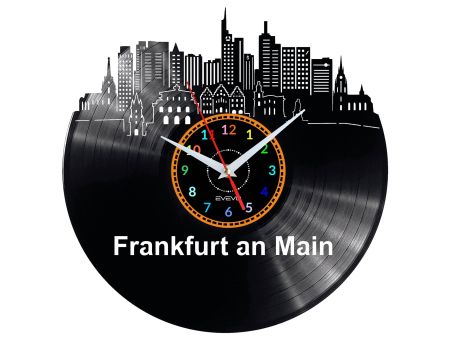 Frankfurt an Main Vinyl Zegar Ścienny Płyta Winylowa Nowoczesny Dekoracyjny Na Prezent Urodziny