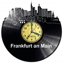 Frankfurt an Main Vinyl Zegar Ścienny Płyta Winylowa Nowoczesny Dekoracyjny Na Prezent Urodziny