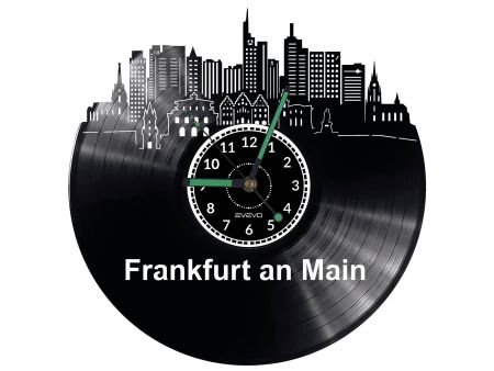 Frankfurt an Main Vinyl Zegar Ścienny Płyta Winylowa Nowoczesny Dekoracyjny Na Prezent Urodziny