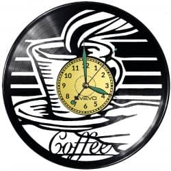 Coffee Time Vinyl Zegar Ścienny Płyta Winylowa Nowoczesny Dekoracyjny Na Prezent Urodziny