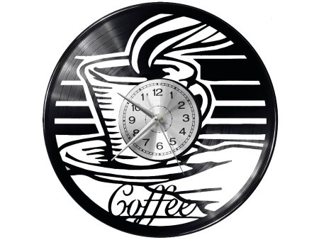 Coffee Time Vinyl Zegar Ścienny Płyta Winylowa Nowoczesny Dekoracyjny Na Prezent Urodziny