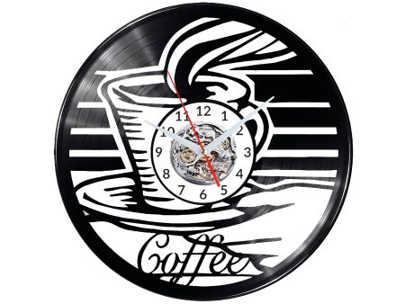 Coffee Time Vinyl Zegar Ścienny Płyta Winylowa Nowoczesny Dekoracyjny Na Prezent Urodziny