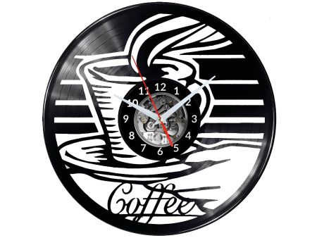 Coffee Time Vinyl Zegar Ścienny Płyta Winylowa Nowoczesny Dekoracyjny Na Prezent Urodziny