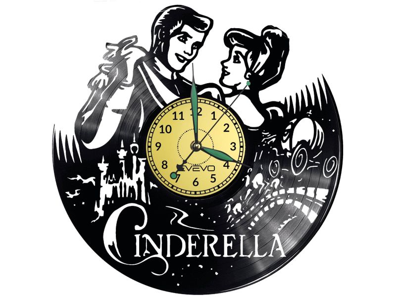 Cinderella Vinyl Zegar Ścienny Płyta Winylowa Nowoczesny Dekoracyjny Na Prezent Urodziny