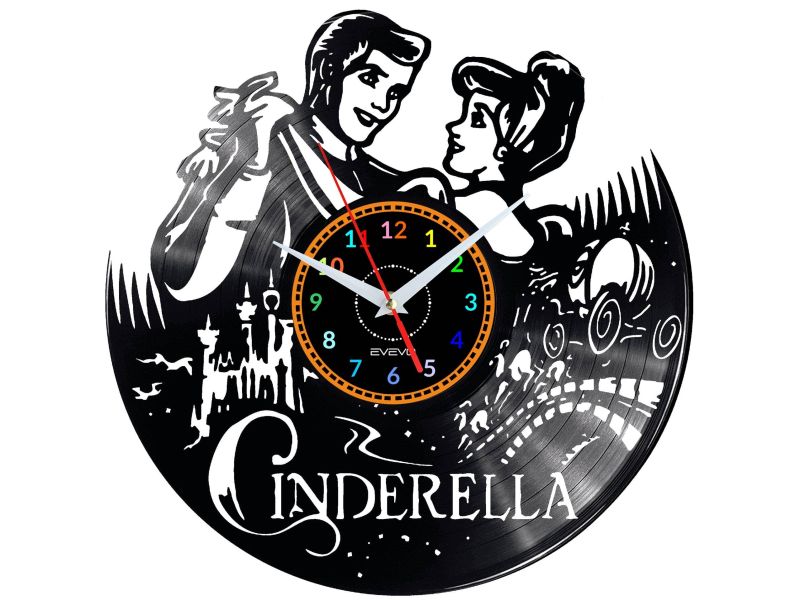 Cinderella Vinyl Zegar Ścienny Płyta Winylowa Nowoczesny Dekoracyjny Na Prezent Urodziny