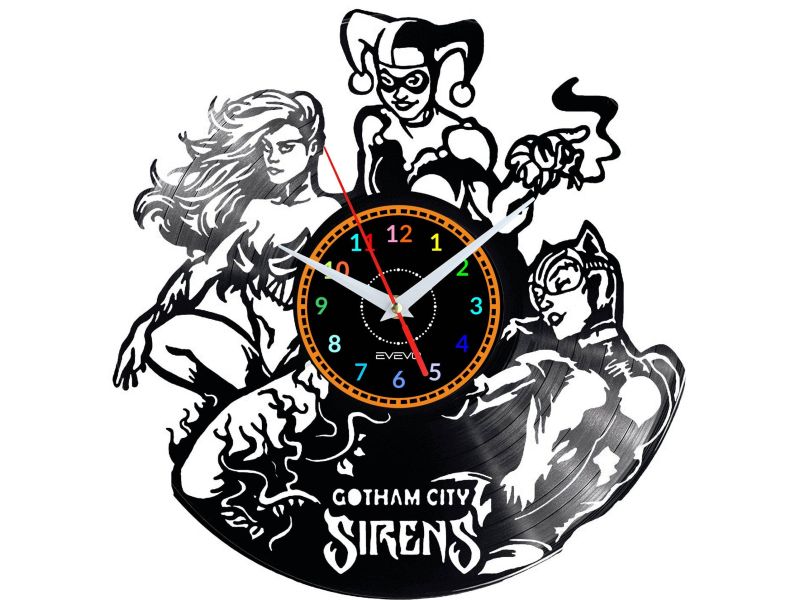 Gotham City Sirens Vinyl Zegar Ścienny Płyta Winylowa Nowoczesny Dekoracyjny Na Prezent Urodziny