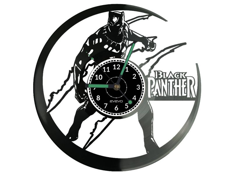 Black Panther Vinyl Zegar Ścienny Płyta Winylowa Nowoczesny Dekoracyjny Na Prezent Urodziny