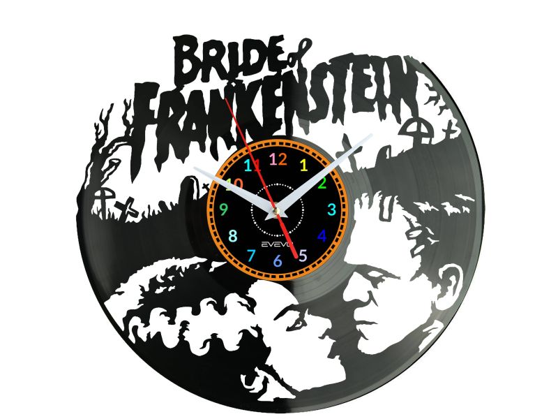 Bride of Frankenstein Vinyl Zegar Ścienny Płyta Winylowa Nowoczesny Dekoracyjny Na Prezent Urodziny