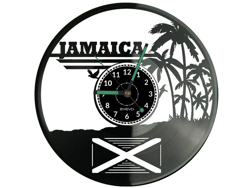 Jamaica Vinyl Zegar Ścienny Płyta Winylowa Nowoczesny Dekoracyjny Na Prezent Urodziny