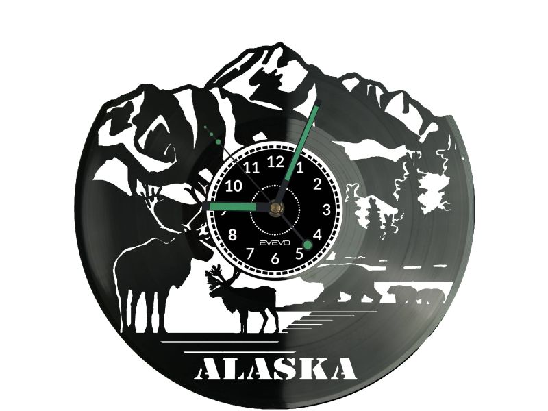 Alaska USA Vinyl Zegar Ścienny Płyta Winylowa Nowoczesny Dekoracyjny Na Prezent Urodziny