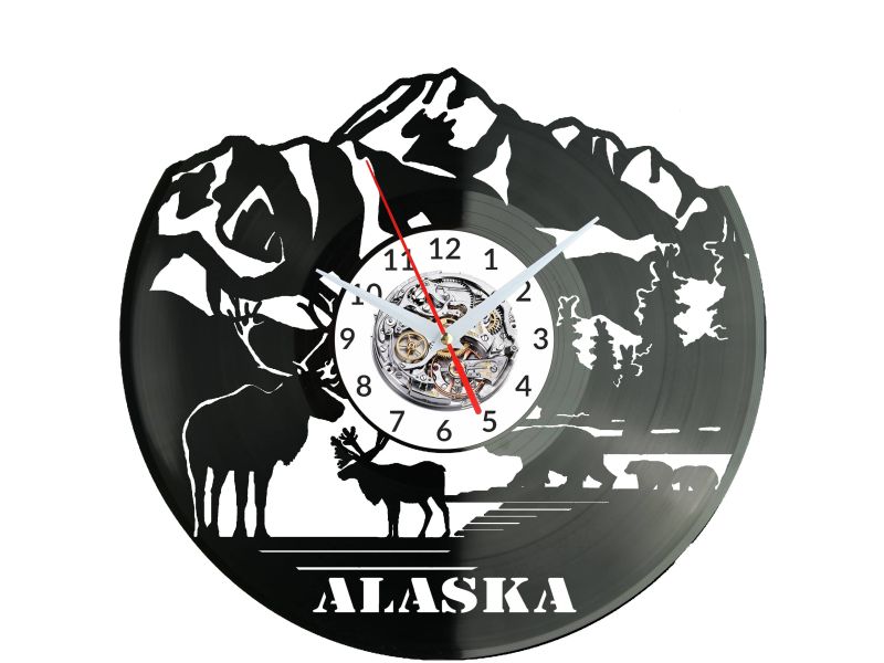 Alaska USA Vinyl Zegar Ścienny Płyta Winylowa Nowoczesny Dekoracyjny Na Prezent Urodziny