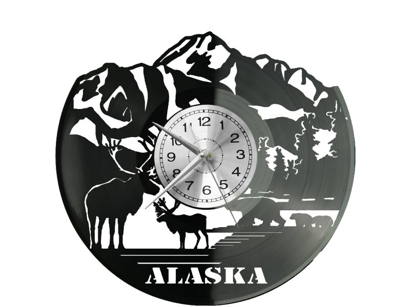 Alaska USA Vinyl Zegar Ścienny Płyta Winylowa Nowoczesny Dekoracyjny Na Prezent Urodziny