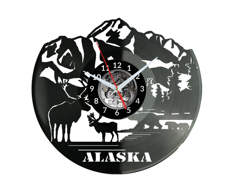 Alaska USA Vinyl Zegar Ścienny Płyta Winylowa Nowoczesny Dekoracyjny Na Prezent Urodziny