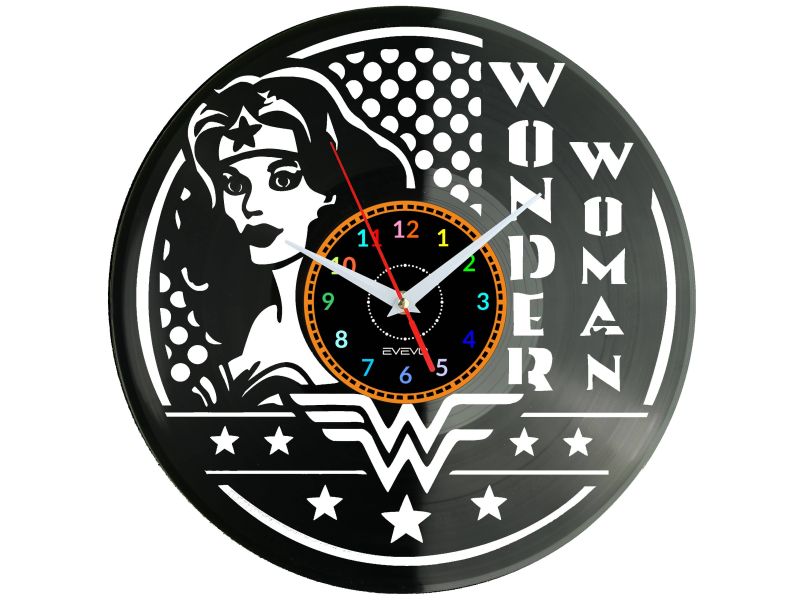 Wonder Woman Vinyl Zegar Ścienny Płyta Winylowa Nowoczesny Dekoracyjny Na Prezent Urodziny