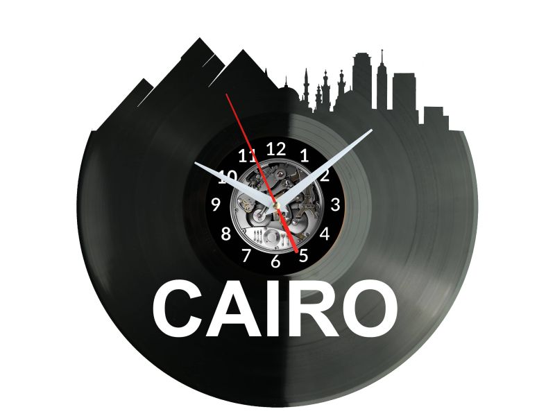 Cairo Egipt Vinyl Zegar Ścienny Płyta Winylowa Nowoczesny Dekoracyjny Na Prezent Urodziny