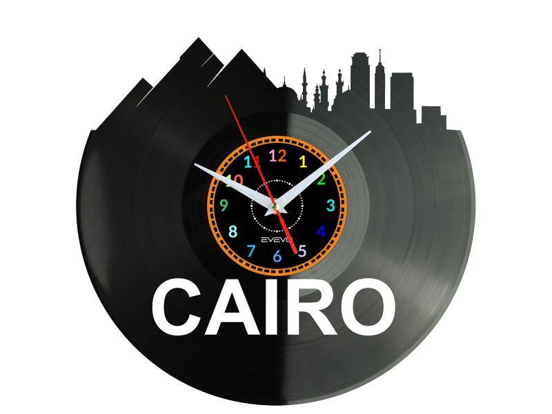 Cairo Egipt Vinyl Zegar Ścienny Płyta Winylowa Nowoczesny Dekoracyjny Na Prezent Urodziny