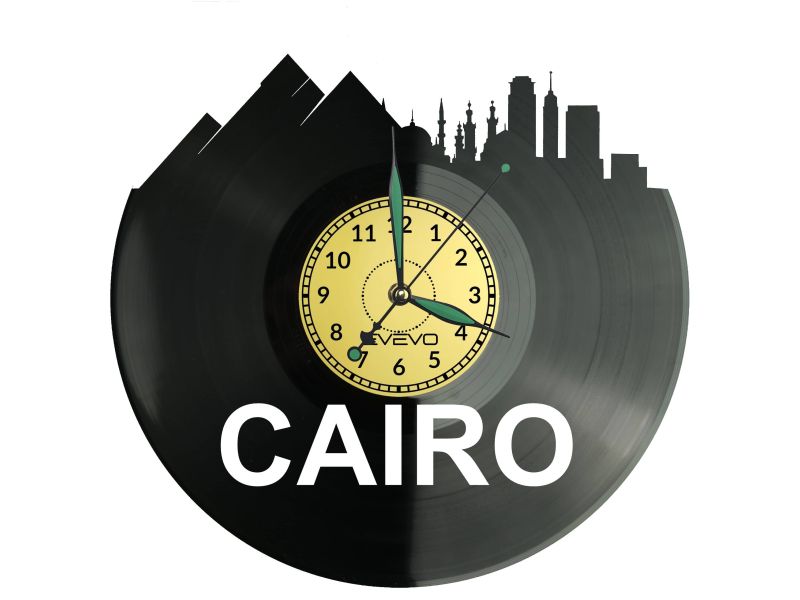 Cairo Egipt Vinyl Zegar Ścienny Płyta Winylowa Nowoczesny Dekoracyjny Na Prezent Urodziny