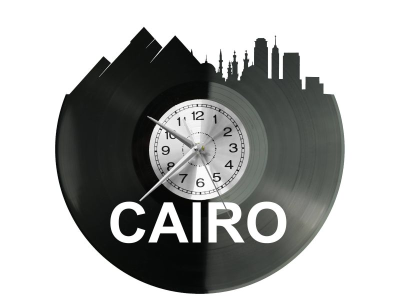 Cairo Egipt Vinyl Zegar Ścienny Płyta Winylowa Nowoczesny Dekoracyjny Na Prezent Urodziny