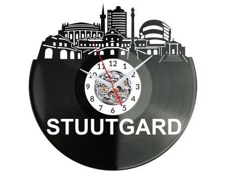 Stuttgart Germany Vinyl Zegar Ścienny Płyta Winylowa Nowoczesny Dekoracyjny Na Prezent Urodziny