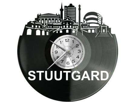 Stuttgart Germany Vinyl Zegar Ścienny Płyta Winylowa Nowoczesny Dekoracyjny Na Prezent Urodziny