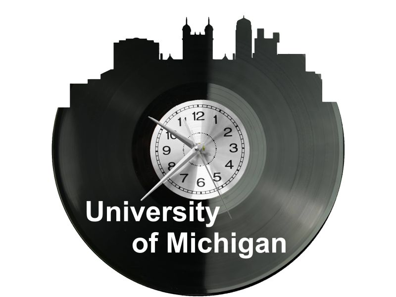 University of Michigan Vinyl Zegar Ścienny Płyta Winylowa Nowoczesny Dekoracyjny Na Prezent Urodziny