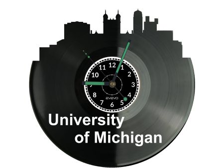 University of Michigan Vinyl Zegar Ścienny Płyta Winylowa Nowoczesny Dekoracyjny Na Prezent Urodziny