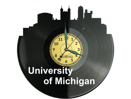 University of Michigan Vinyl Zegar Ścienny Płyta Winylowa Nowoczesny Dekoracyjny Na Prezent Urodziny